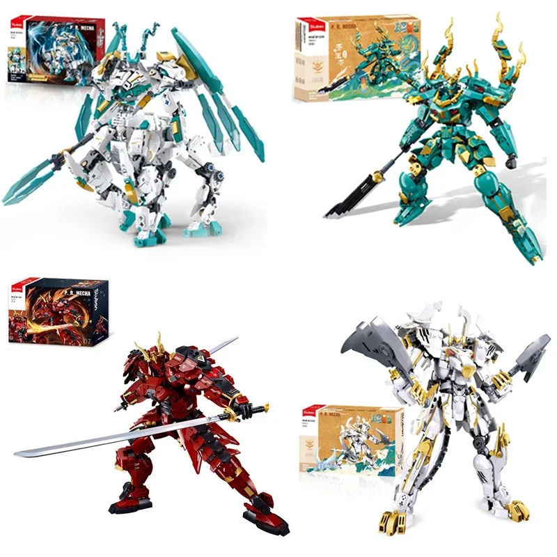 Mecha série blocos de construção clássico armadura criatividade robô guerreiro modelo tijolos decoração desktop brinquedos para crianças presentes do feriado