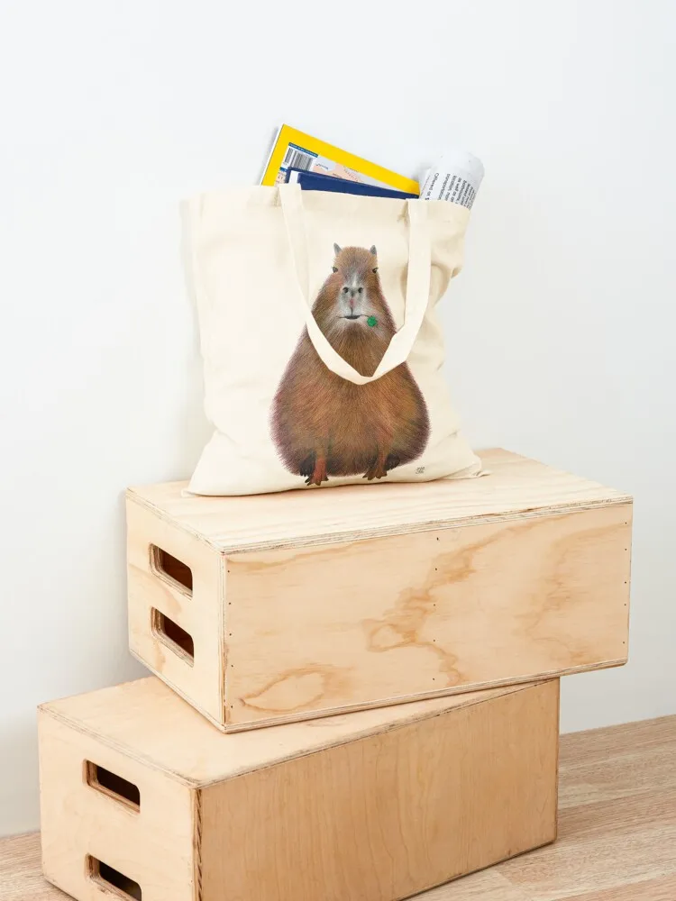 Capybara high quality, hand made illustration Tote Bag Gift bag tote bag university Women's bags sacs de shopping