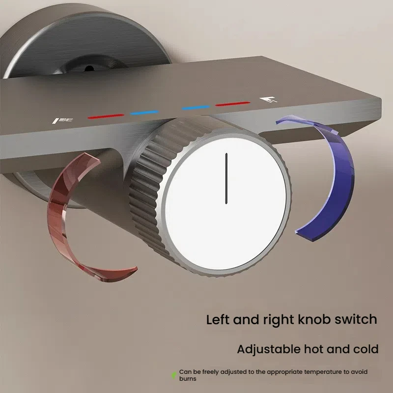 Set doccia di tipo diviso grigio per uso domestico Set di sistemi doccia con acqua calda e fredda per bagno con asta di sollevamento regolabile in altezza