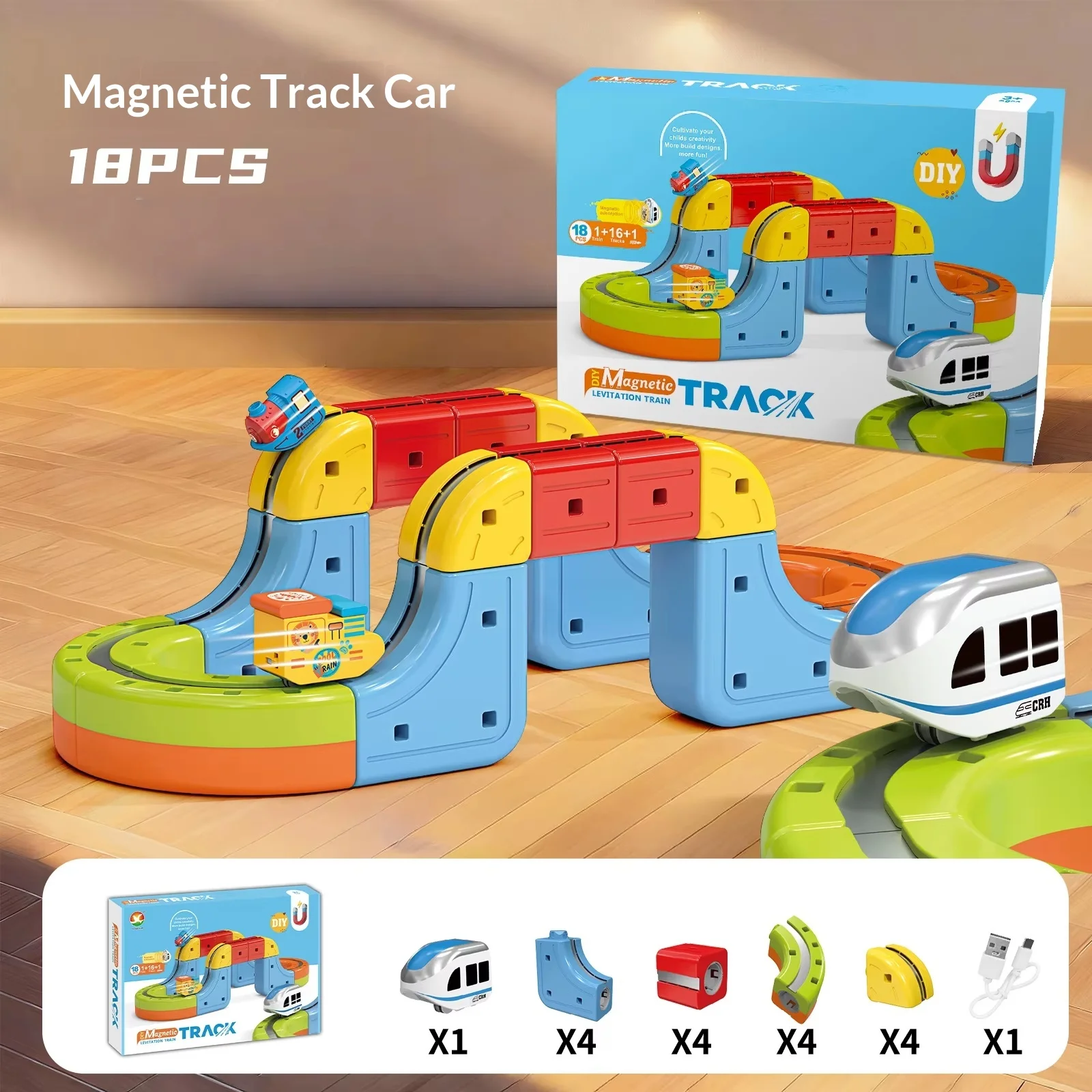 

18pcs Set Kids Anti-Gravity Magnetic Track Train Toys Fun Educational Assemble Magic Rail Car Electric Track Toy Birthday Gift