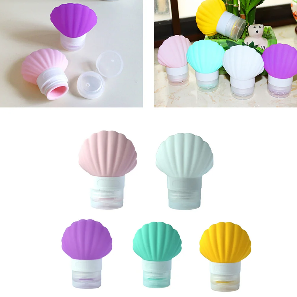 

5Pcs Travel Subpackaging Bottles Portable Silicone Emulsion Essential Oil Empty Bottles 90ml Light Pink Blue Yellow Purple White