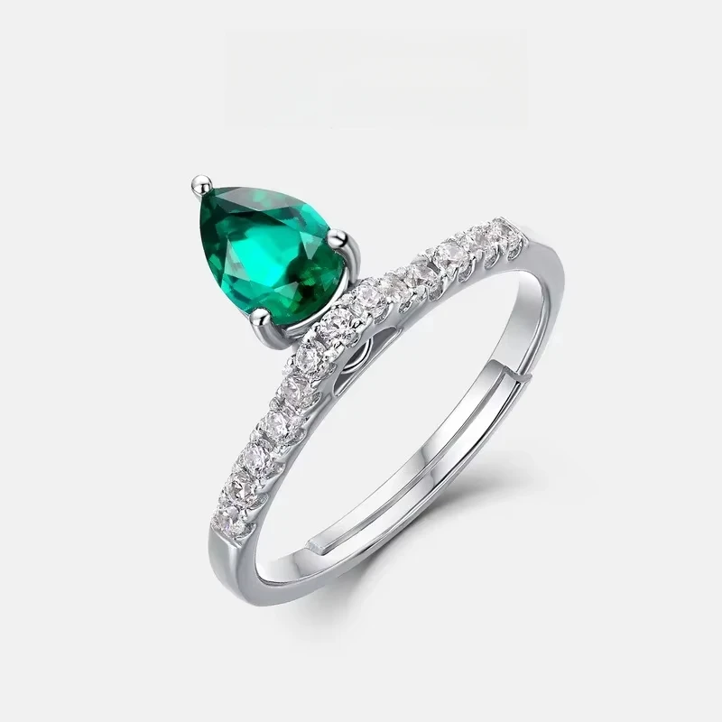 

Shuidi Micro Shop Aquaculture Jade Ring S925 Silver Plated 18K Gold Inlaid Colorful Treasure PT950 Platinum Open End Ring