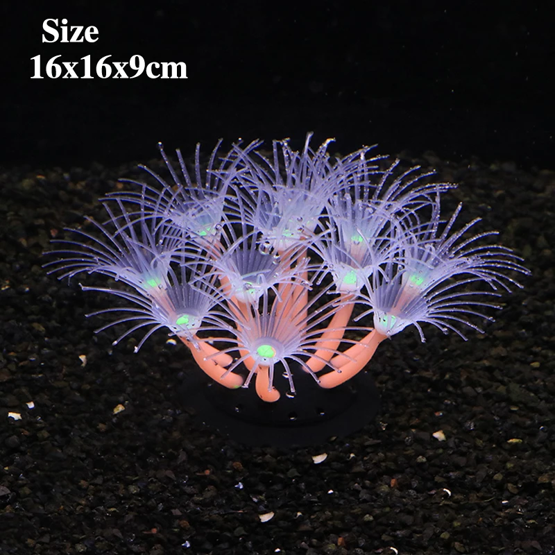 Simulation Silicone Sun Flower Coral Fluorescence Effect Fish Tank Landscape Aquarium Underwater World Decorations Ornaments