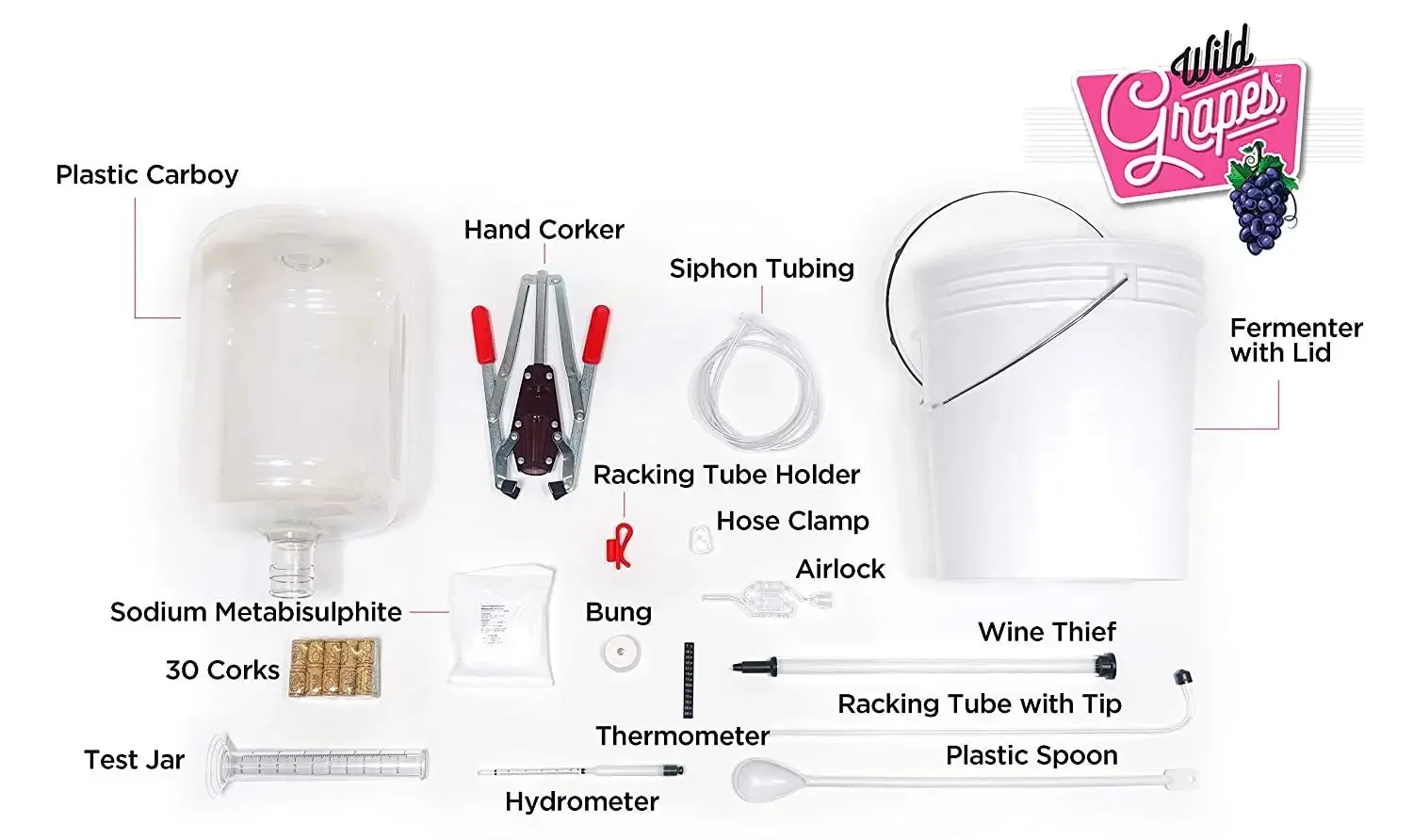 USA StockWine Equipment Starter Kit, 6 Gallon Fermenter | For Making up to 30 Bottles of Wine, Specifically Designed For 6 US Ga