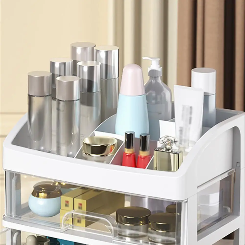 Plastic Drawer Makeup Storage Box Dormitory Finishing Shelf Cosmetics Skin Care Dressing Table Desktop Stationery Box