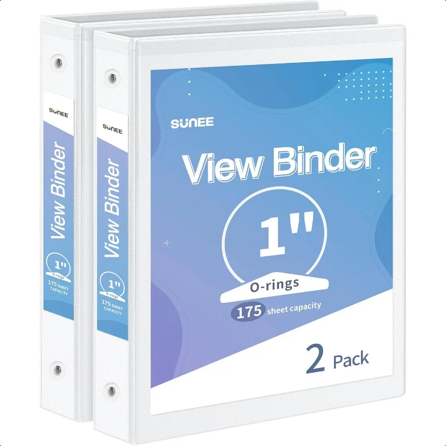 

3-кольцевая папка, 1 дюйм, 2 упаковки, прозрачная папка с тремя кольцами, без ПВХ, 8,5x11 дюймов, для школы или офиса, белая