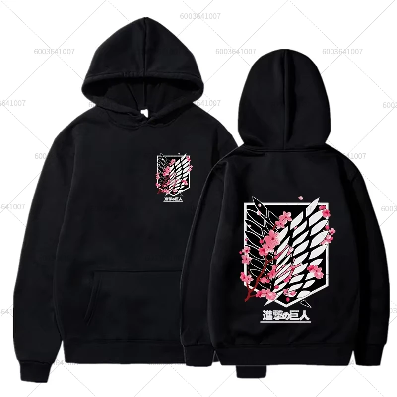Anime ‌ Sudaderas con capucha de lana Attack on Titan para hombre, sudadera holgada de algodón informal para otoño e invierno, jersey de gran tamaño, Top Unisex