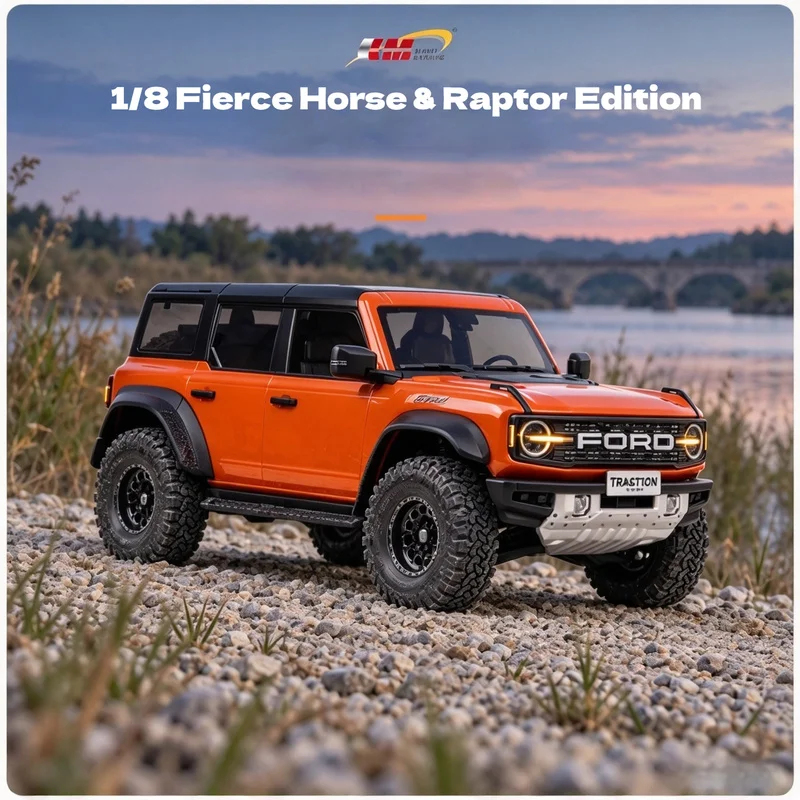 KM 1/8  Fierce Horse Raptor Remote Control Electric Climbing Car Off-Road Vehicle Differential Lock Double Speed Transmission
