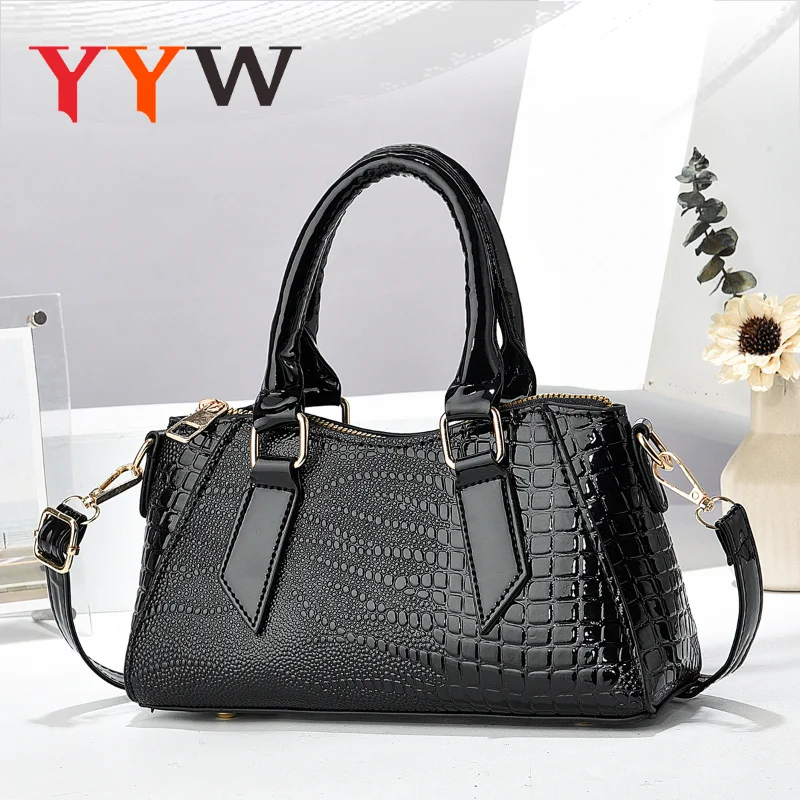 Women Handbags Designer Purses Satchel Totes Top-handle Bag Crocodile Grain Female Crossbody Shoulder Bags For Work Office