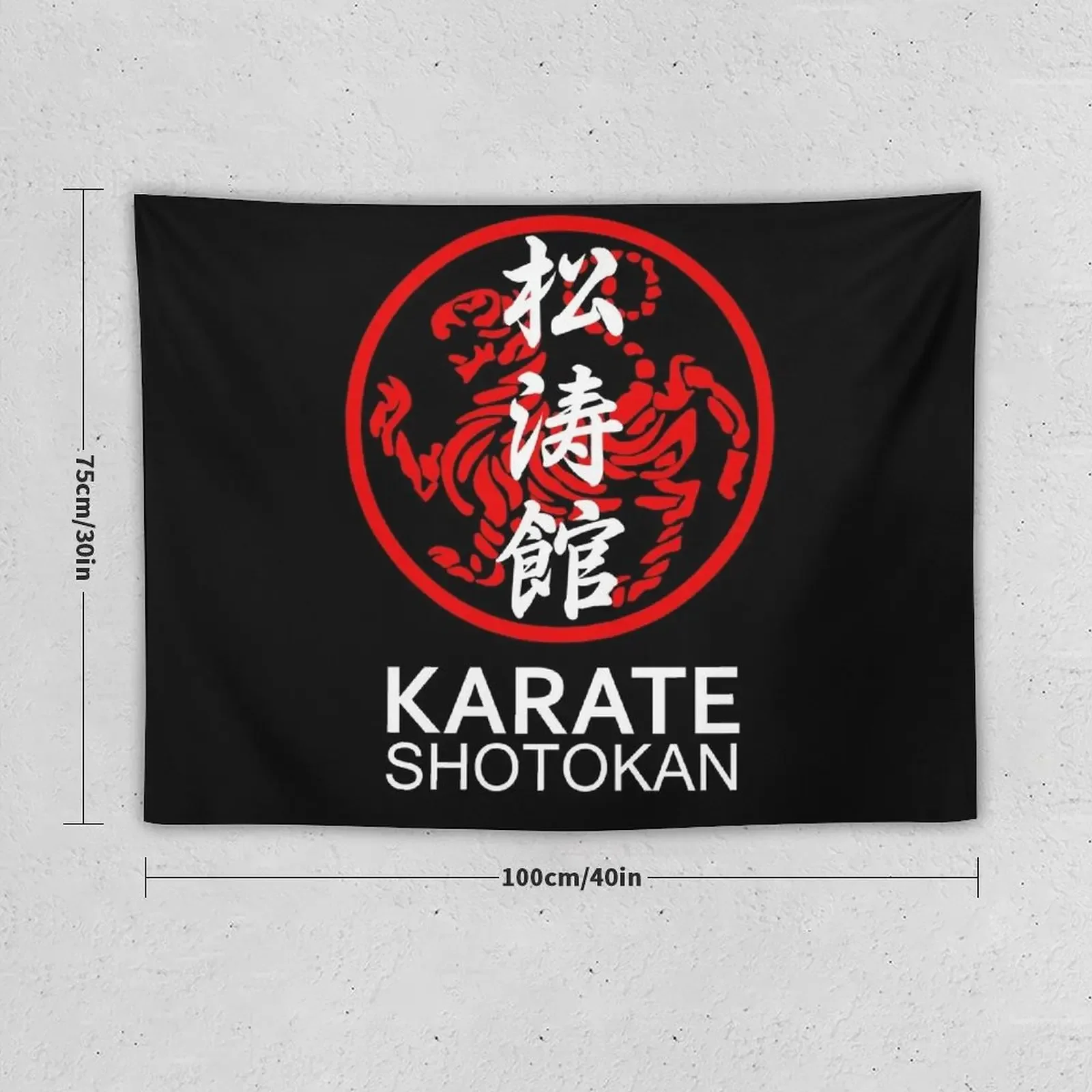 Shotokan Karate Symbol and Kanji White Text Tapestry Bedroom Decor Aesthetic Room Decorations Aesthetic Tapestry