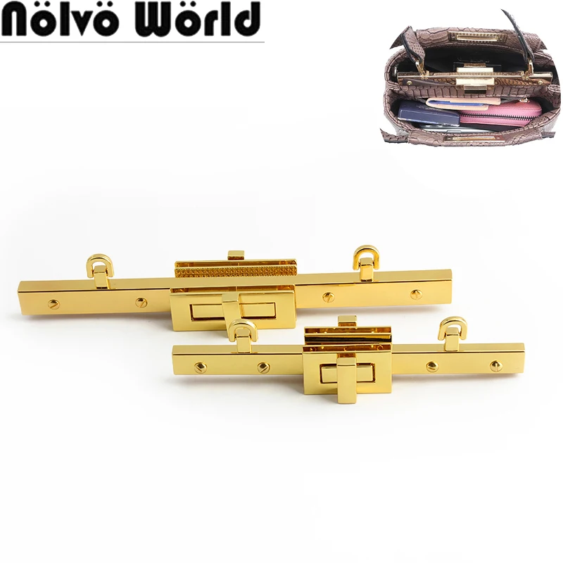 2-5-10Sets K Gold 21.8/16.8CM Durable Metal Double Twist Locks For Women Bag Handbag Carrying Handle Clasp Turn Lock Accessories