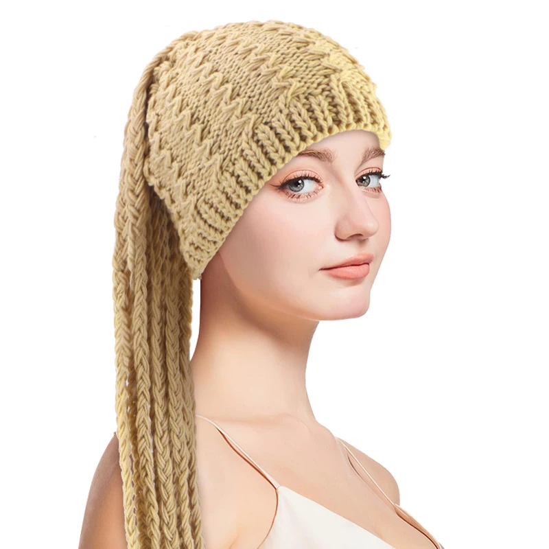 

New Women Slouchy Knit Beanie Hats Handmade With Beads Tassle Skullies Hat Warm Winter Stretch Skull Caps Funny Christmas Cap