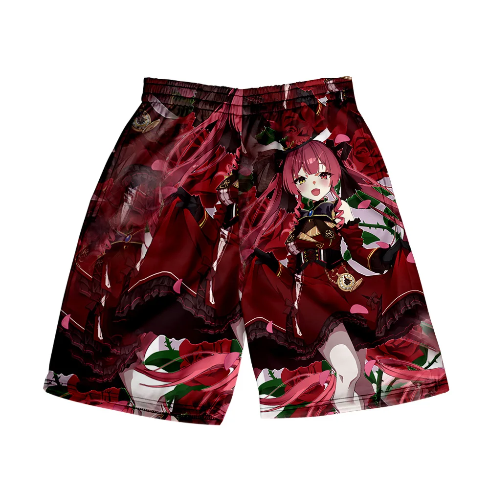 Hololive Vtuber Houshou Marine 3d Print Zomervakantie Dames/Heren Elastische Taille Streetwear Shorts Kawaii Strandshort Broek