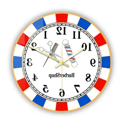 Reverse Mirror Barber Shop Wall Clock Hairstylist Business Decor Hair Salon Backwards Running Wall Watch Counterclockwise Clock