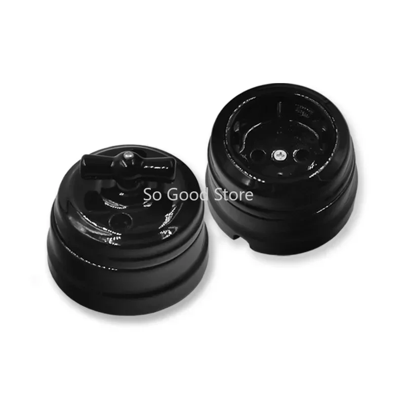 Set Home Improvement European Ceramic Knob Switch EU Socket Wall Lamp Switch Outlet 110V-250V