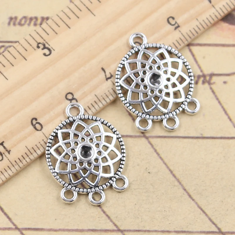 20 sztuk Charms Native łapacz snów żyrandol złącze 24x18mm tybetański srebrny kolor wisiorki Antique Making DIY Handmade Craft