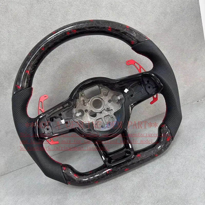 For Volkswagen Red Pattern Forged Carbon Fiber Steering Wheel Horn Cover For Golf 7 MK7 MK7.5 GTI