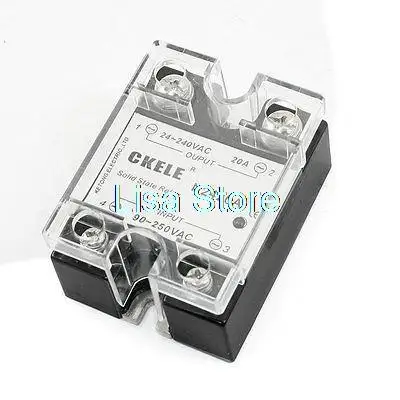 AC 240V to 90-250V 20A 1 Phase Metal Polished Base Solid State Relay