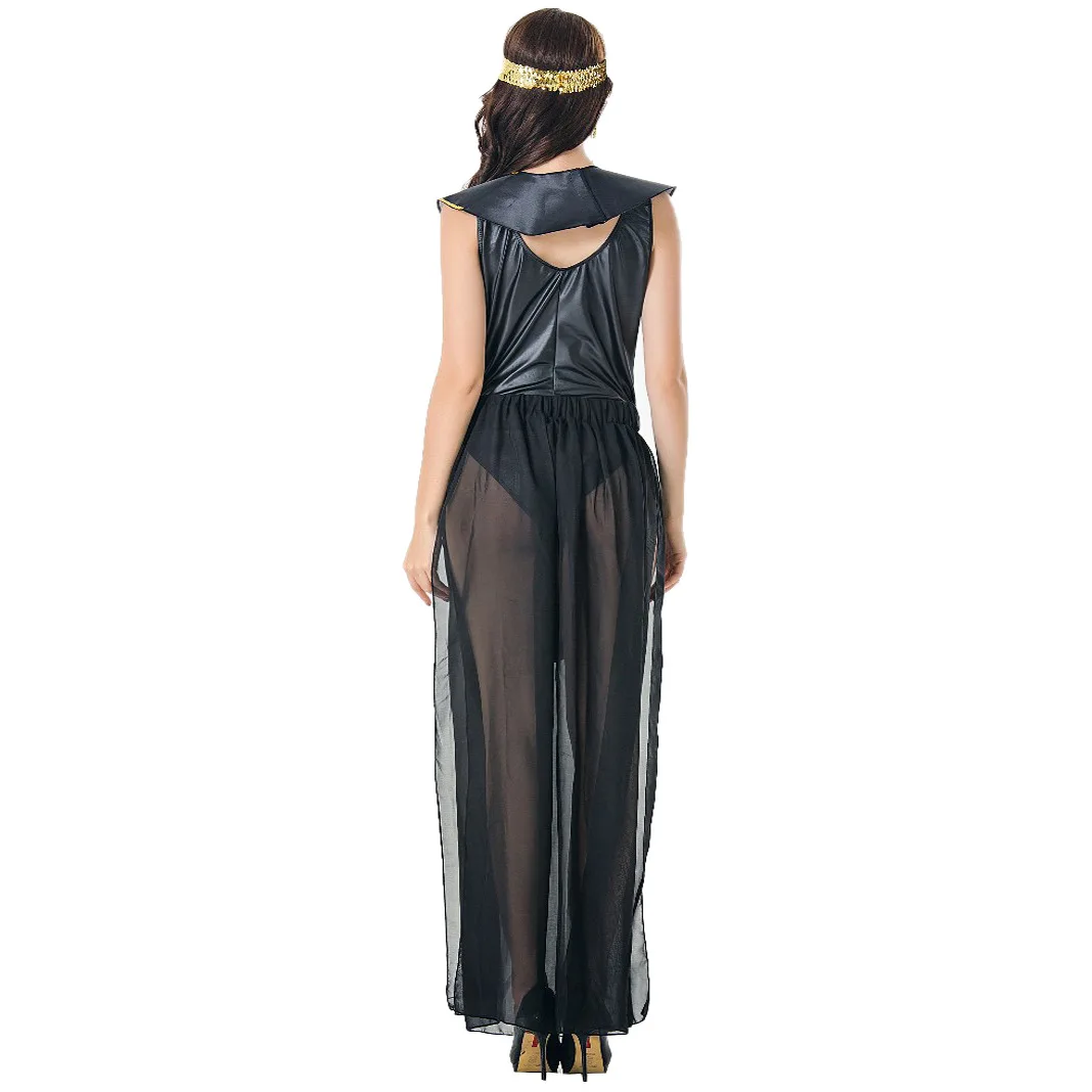 Cosplay Greek Goddess Dress Women Halloween Costume Women Egyptian Cleopatra Clothing Sexy Skirt Perspect Jumpsuit PU Leather