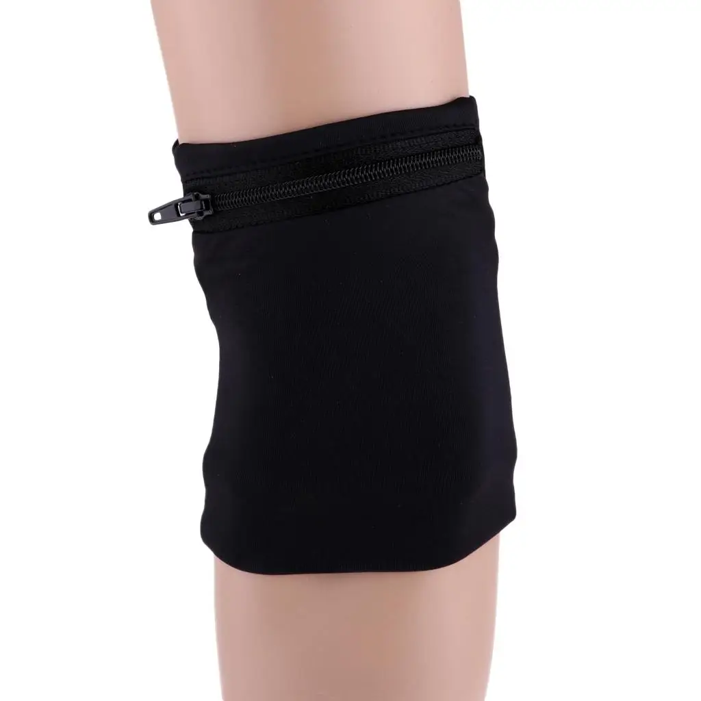 Quick Drying Elastic Sports Wristband with Zipper Pocket Unisex Running Wrist Wallet Breathable Sweat Band for Gym and Yoga
