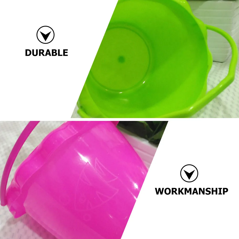 

4 pcs Plastic Sand Bucket Kids Beach Set Durable Pp Bright Color Smooth Handle Outdoor Water Play Sand Playing Tool Portable