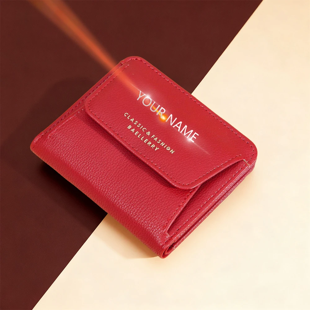 Name Engraving Women Wallet Fashionable Card Holder New Short Female Coin Purses High Quality Mini Small Wallet for Ladies