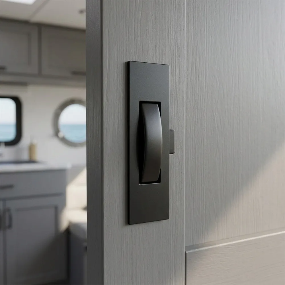 Press to Lock Cabinet Latch Handle for RV Marine Yacht Storage Applications Built with ABS and Zinc Alloy for Reliable Use
