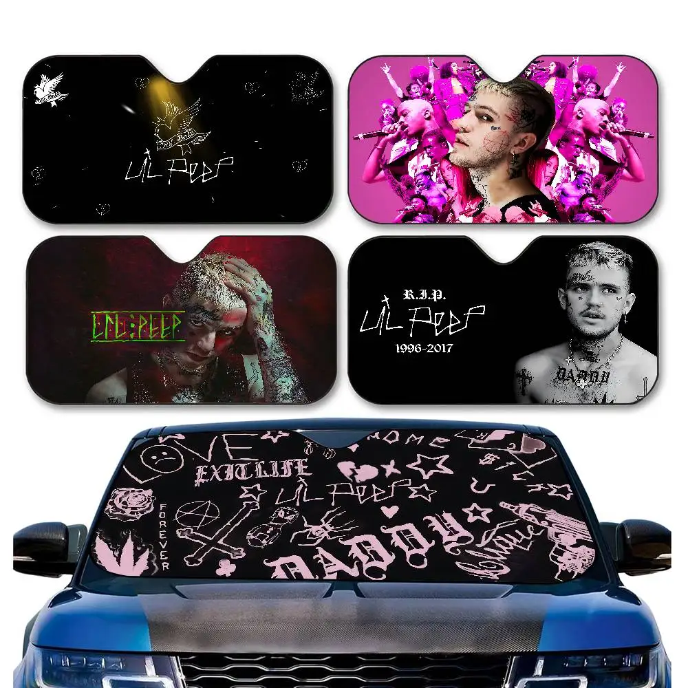 مغني الراب L-Lil P-Peep Hate Me شخصية الزجاج الأمامي ظلة غطاء السيارة الشمس الظل السيارات الشمس قناع سيارة يغطي سيارة الحماية الشمسية