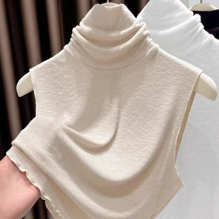 Autumn High Collar Nude Knitted Sleeveless Base Shirt Women's Inner Wear Versatile High End Autumn Winter Base Layer Top