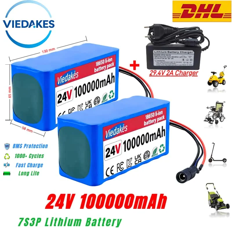 

Professional 24V 100Ah Li-ion Battery for Kids Electric Ride On Car,Exact Fit for Power Wheels 24V RC Models,with BMS Protection