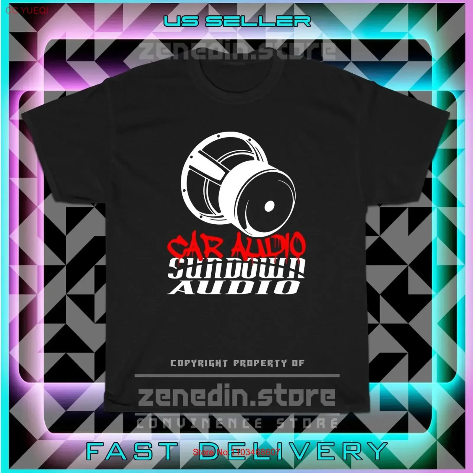 Camiseta Masculina Sundown Audio Car Bass Head Logo, Estilo Americano Vintage Lavado, Para Uso Diário, Roupa de Designer, Moda Gráfica
