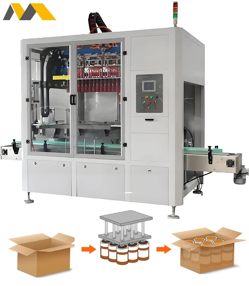 Carton Box Case Packer Machine for End of Line Packaging in Food and Beverage Industries