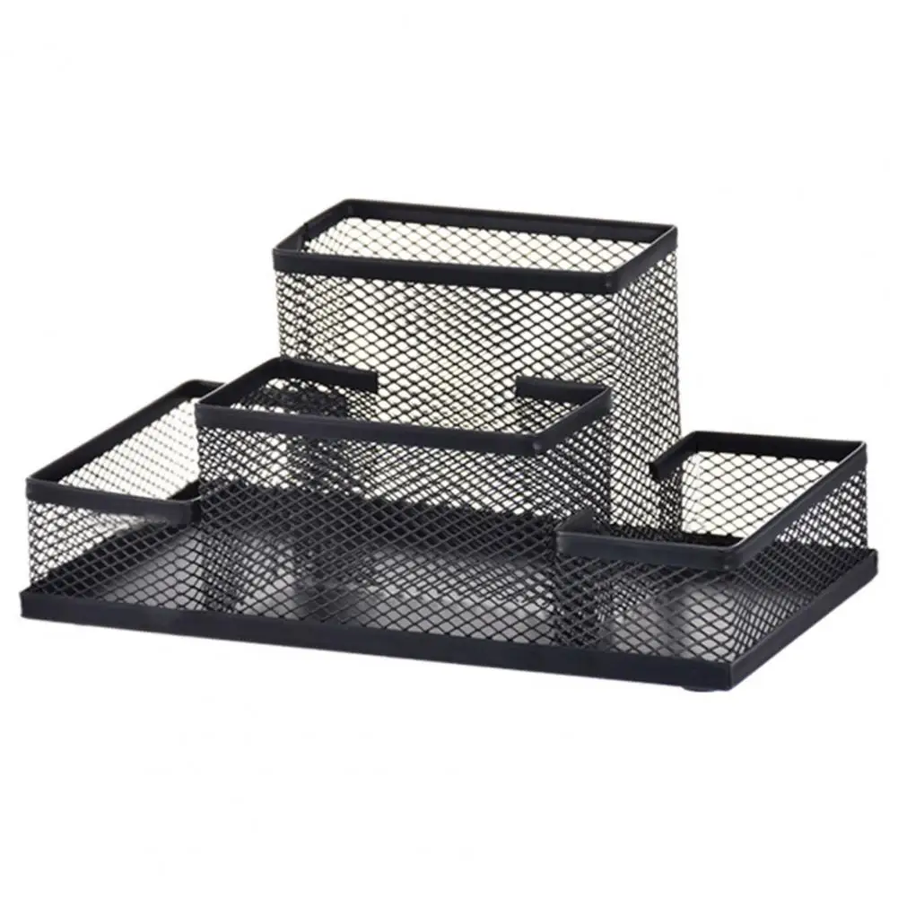 Pen Container Capacity Wire Mesh Pencil Holder Organizer for Office Stable Non-slip Design Desktop Storage