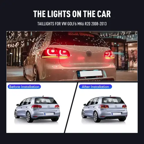 LED Tail Lights for VW golf6 mk6 R20 2008-2013 Taillights Rear Lights with Brake Reversing Driving Fog Lamp Turn Signal Lamp