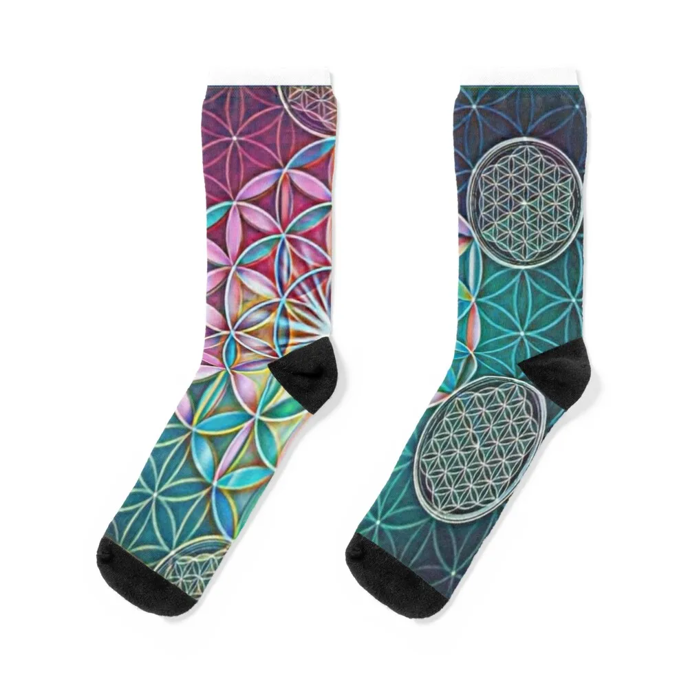 

Flower of Life Sacred Geometry Mandala Socks Sports new year halloween christmas gift Luxury Woman Socks Men's