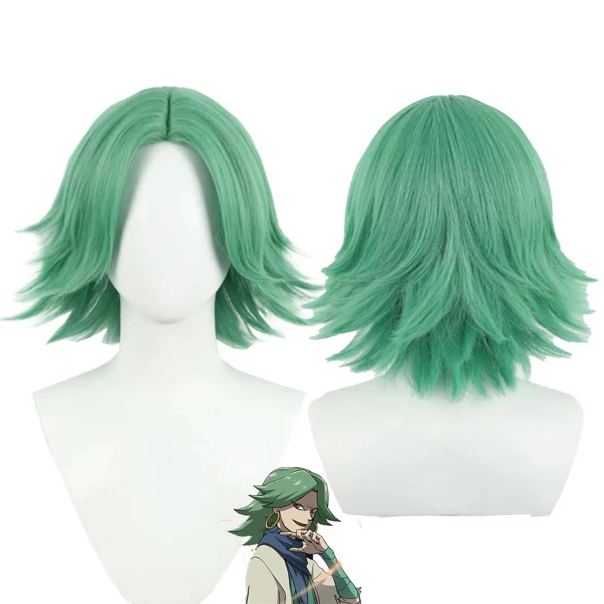 Tesoura sete redtooth verde cosplay peruca de cabelo resistente ao calor