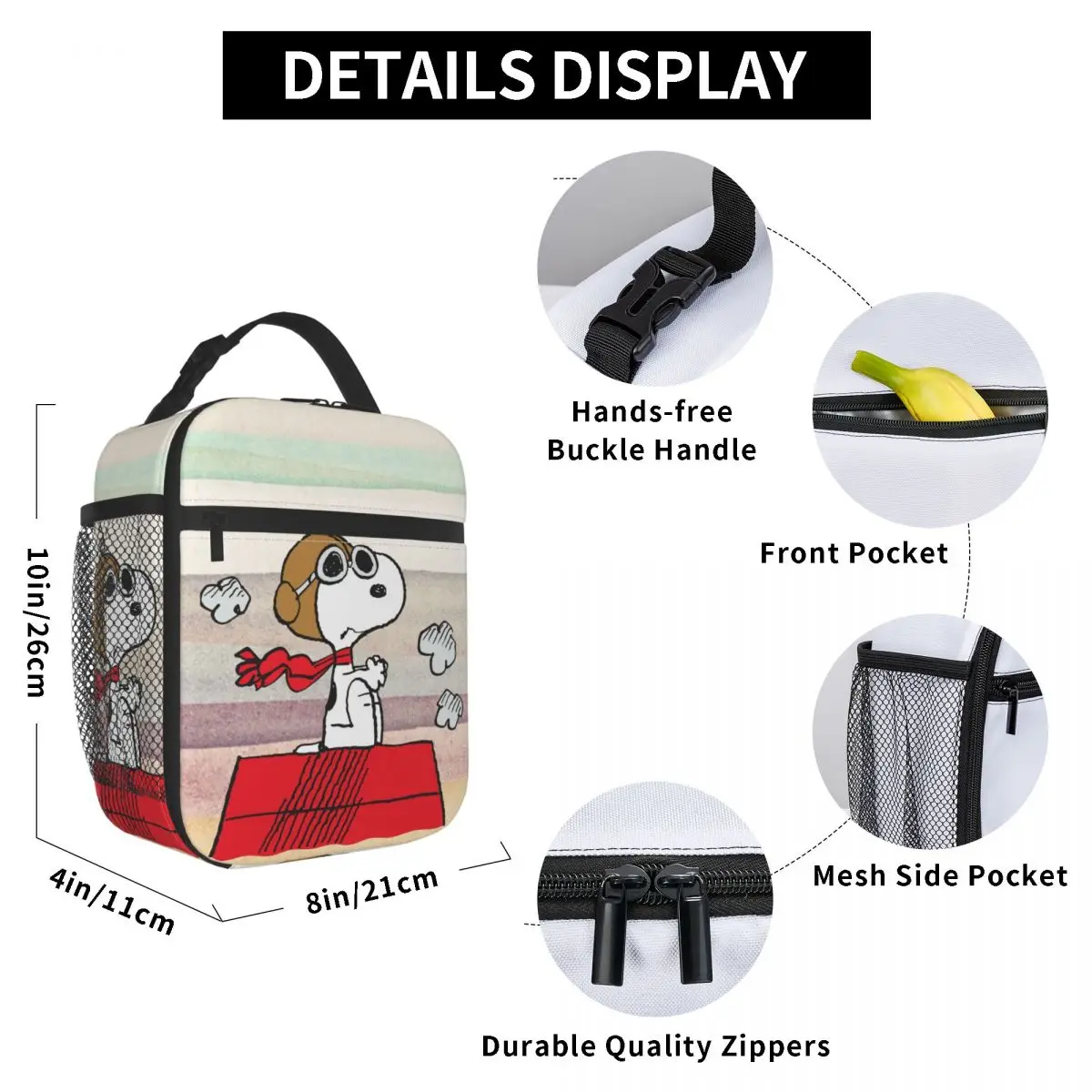 Niestandardowa izolowana torba na lunch Cute Cartoon Snoopy dla kobiet Cooler Thermal Food Lunch Box Outdoor Camping Travel Przenośne torby na ramię