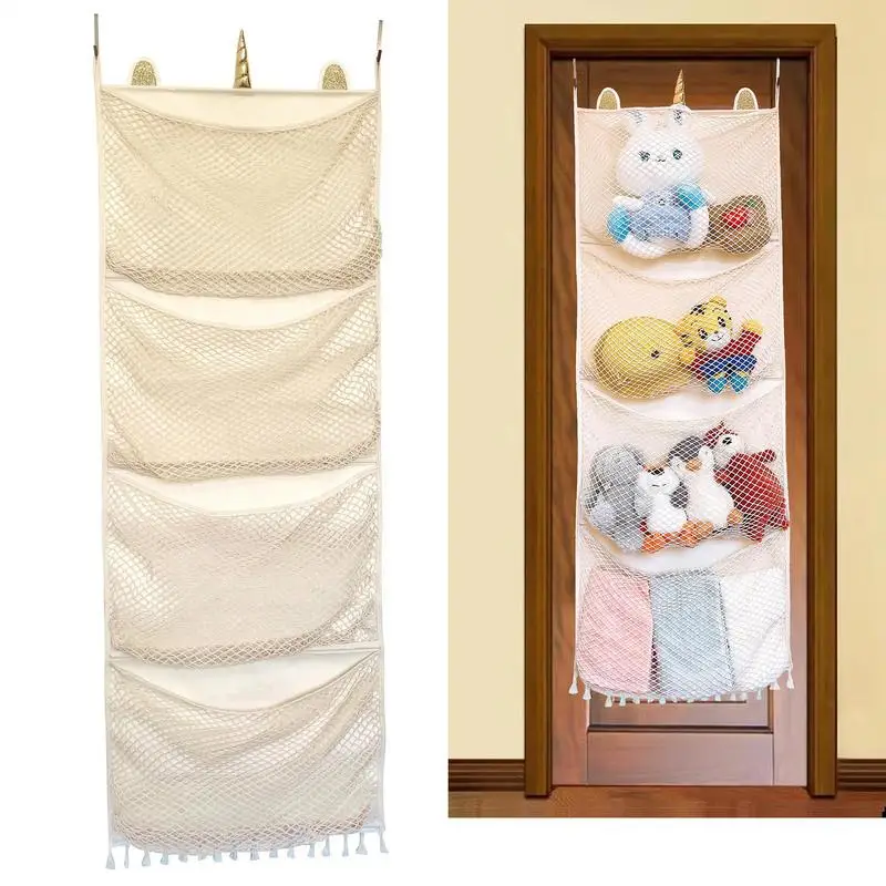 1 pcs Storage Hanging Bag Over Door Organizer For Stuffies Baby Toys Storage Animal Toy Plush/Hammock Hanging Storage Net Bag