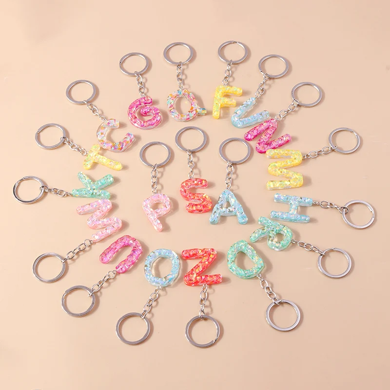 Mode Harz 26 Buchstaben A-Z Alphabet Schlüssel anhänger für Auto Schlüssel Souvenir Geschenke für Frauen Männer Handtasche Anhänger Schlüssel ringe DIY Zubehör – Detail 1