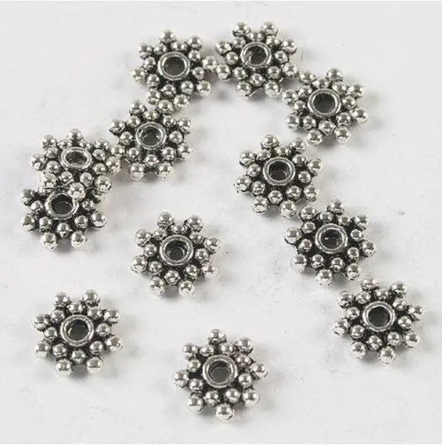 100pcs 8x2mm  hole:1.7mm dark silver tone daisy flower spacer beads HWH3915