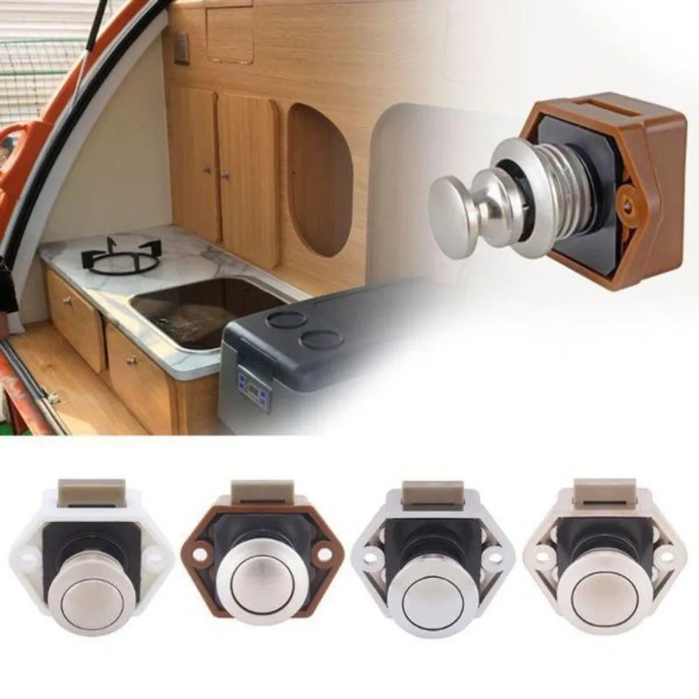 Push Button Drawer Cupboard Door Catch Lock Caravan Rv Cabinet Latc Knob Safety Protection