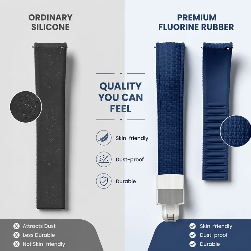 Popular Cts Curved Fluororubber Watch Strap, Suitable for Replacing Brand Watch Straps, High-End Luxury Fluororubber, Customizable 19mm Strap