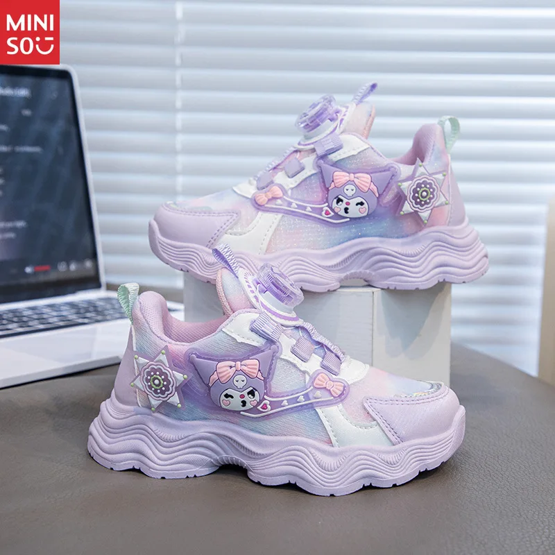 أحذية رياضية جلدية للفتيات من Miniso 2025، أحذية للأب وأحذية رياضية شبكية للأطفال الكبار #4