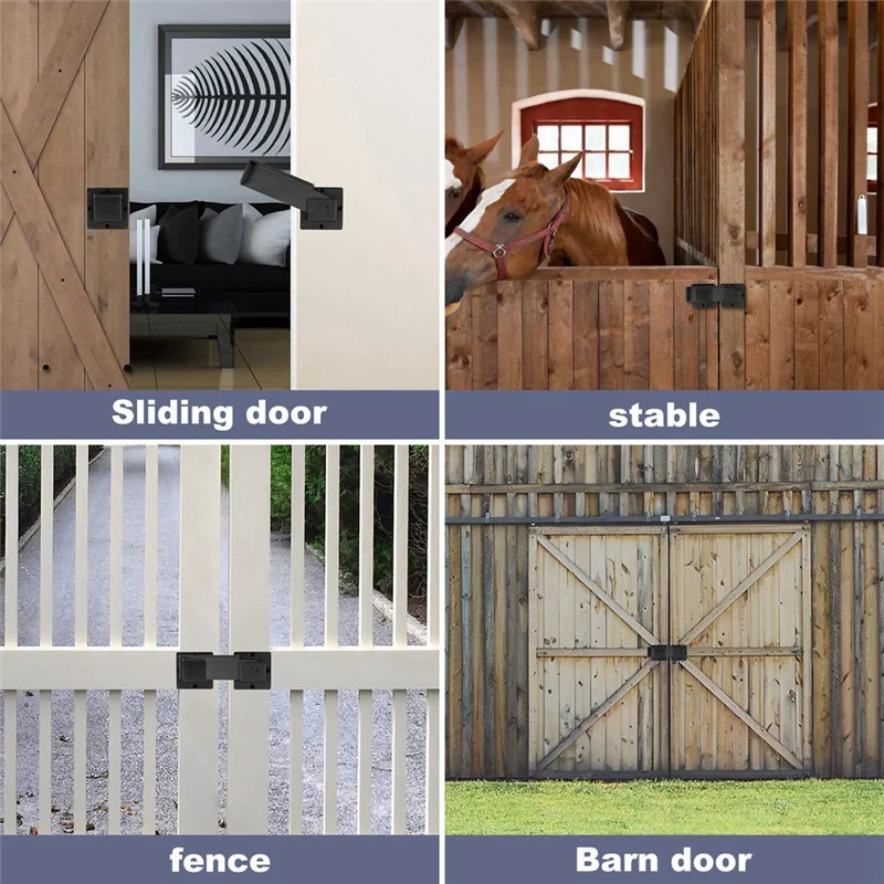 B04B-Gate Latch Lock Adjustable Flip Gate Latch Lock With 3 Padlock Hole For Barn Door Shed Fence Outdoor Gate Shed