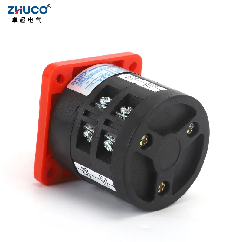 ZHUCO LW6D-2/B184 5A 3 Position 2-0-1 Red Panel Adjustable Transfer Electrical Rotary Universal Changeover Cam Switch