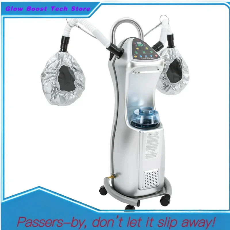

Glow Standing Steamer 650W Proessional Treatment Hooded Heating Steam Cap Hair Processor With Wheels