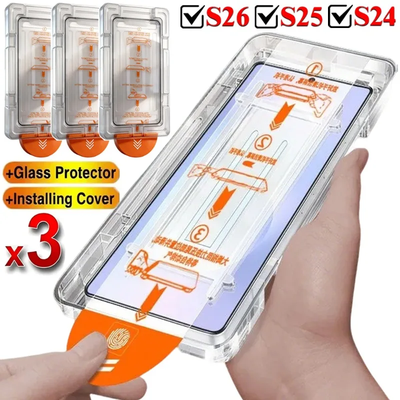 

1/2/3PCS Auto Alignment Phone Glass Films for For Samsung Galaxy S26 S25 S24 Plus Ultra HD Tempered Glass Screen Protectors