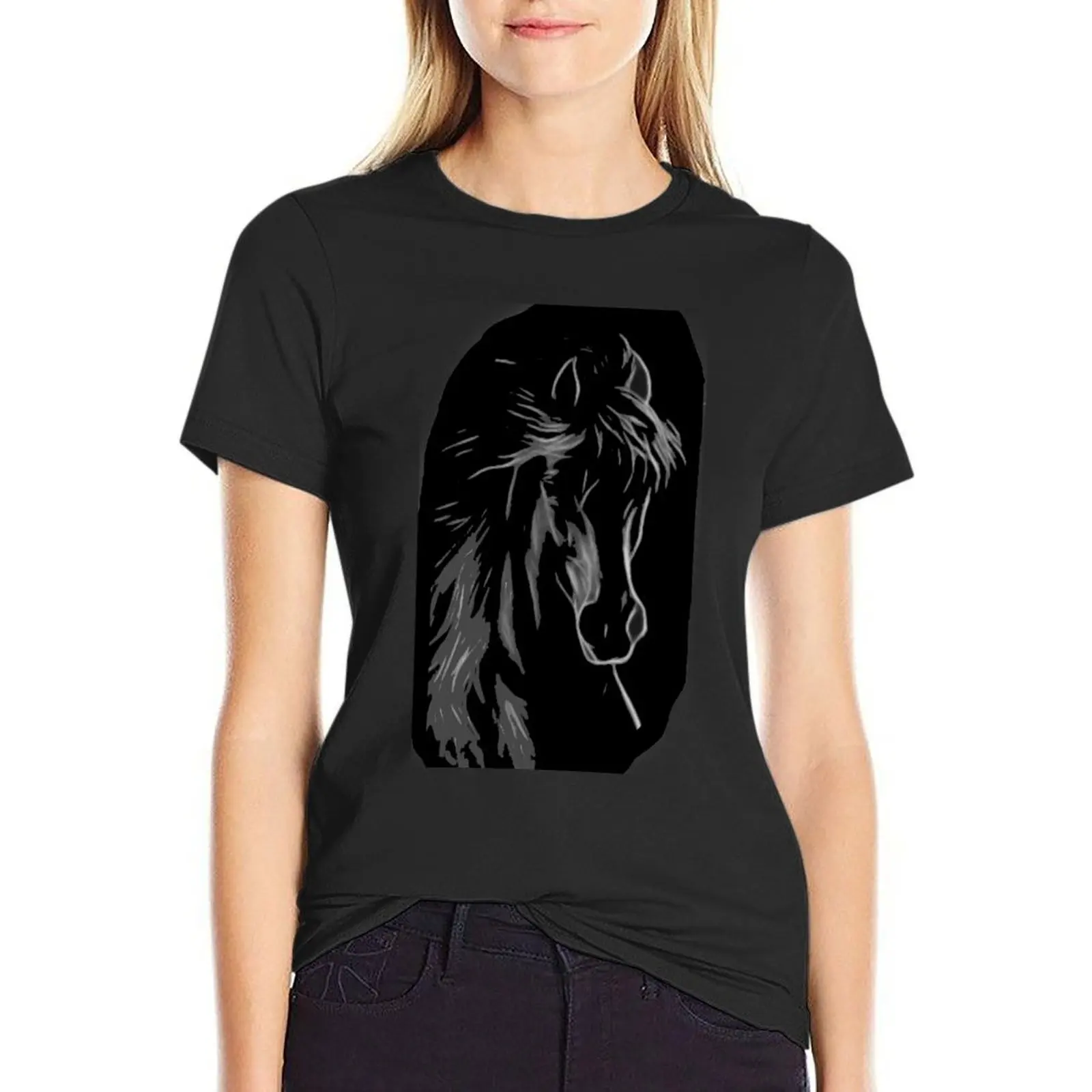 ECLIPSE BLACK STALLION T-Shirt funny customizeds summer tops plus size t shirts for Women loose fit