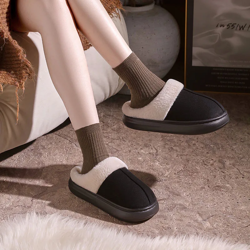 

Удобные мягкие однотонные бархатные удобные теплые зимние новые стильные модные универсальные простые хлопковые тапочки