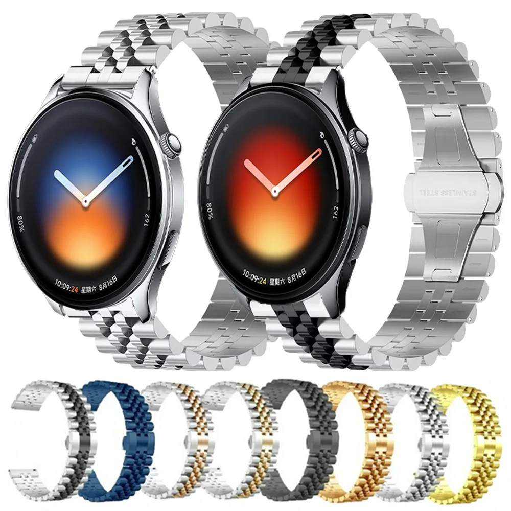 22mm Metal Strap For Xiaomi Watch 5 S4-3-2-1 S4 Sport 2 2 Pro Oneplus Watch Lite/3/2/2R Stainless Steel Bracelet Realme Watch 5